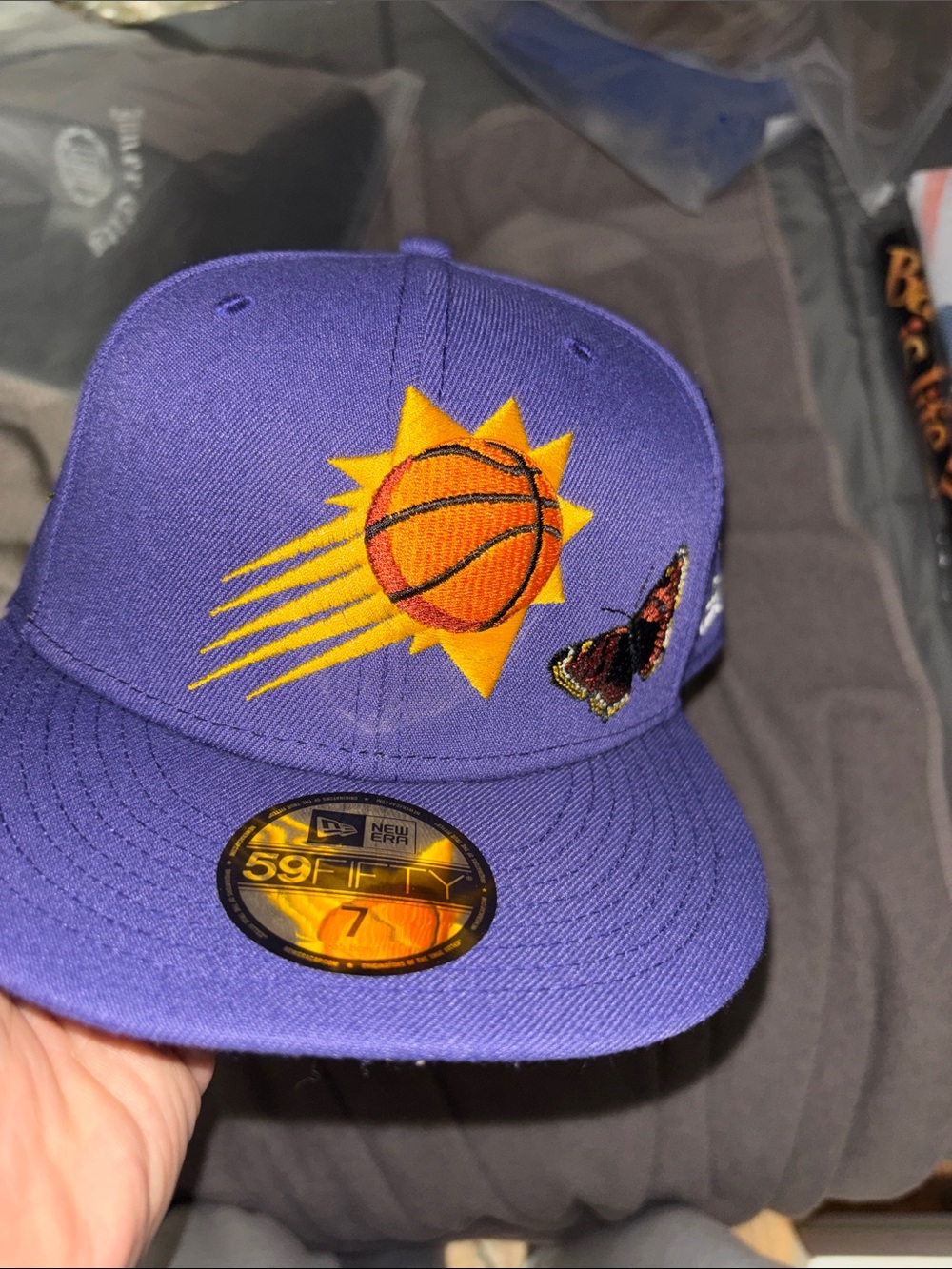 New Era Kids Purple Basketball Sun & Butterfly Snapback Hat